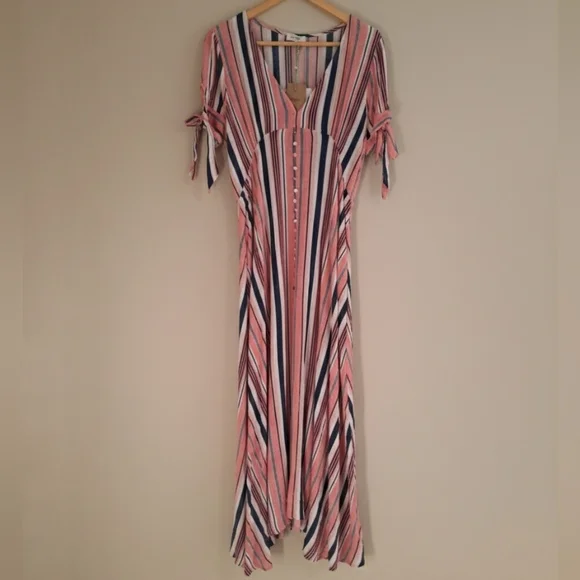 Umgee Striped Short Sleeve Midi Dress - NWT - Picture 2 of 5